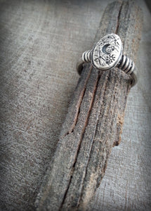 Sterling Crescent Moon Signet Ring