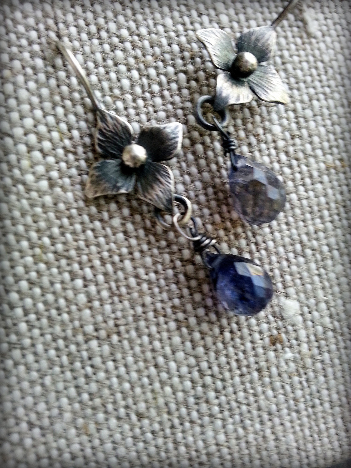 Starflowers, Silver Flowers with Iolite Briolettes