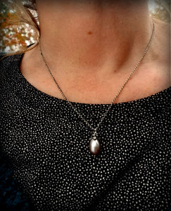 Pearl Rosebud Necklace, Sterling, June Birthstone
