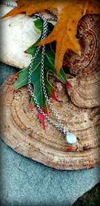 Solitaire Raindrop Necklace, Adularia Moonstone or Glowing Labradorite
