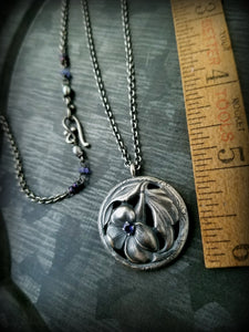 Sterling Nicotiana Necklace set with Tanzanite