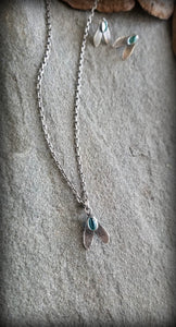 Petite Sterling and Gemstone Fly Necklace, Diptera